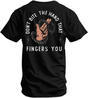 Combat Iron Men's Graphic T-Shirt | Don't Bite The Hand That Fingers You | Cotton-Poly Blend | Athletic Fit, Tagless Comfort