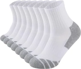 COOPLUS Mens Cushioned Ankle Socks Athletic Performance Quarter Socks Moisture Wicking Running Socks(8 Pairs)