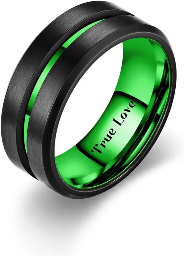 Couple Rings Set Promise Rings for Him and Her Customizable Engagement rings for Couples Matching Wedding Rings His and Hers Set Mens Wedding Bands Tungsten Green Heart Birthstone Rings for Women,Size 5-13