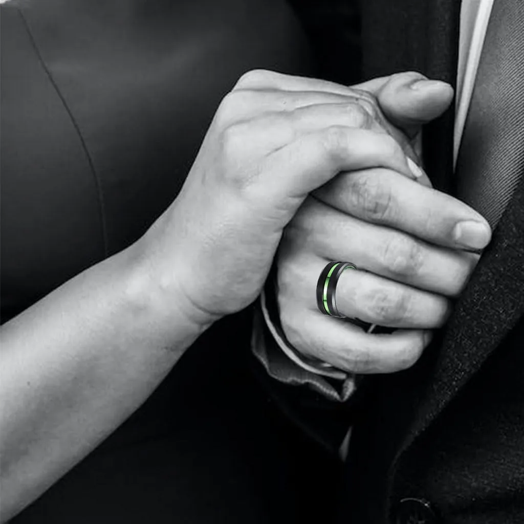 Couple Rings Set Promise Rings for Him and Her Customizable Engagement rings for Couples Matching Wedding Rings His and Hers Set Mens Wedding Bands Tungsten Green Heart Birthstone Rings for Women,Size 5-13