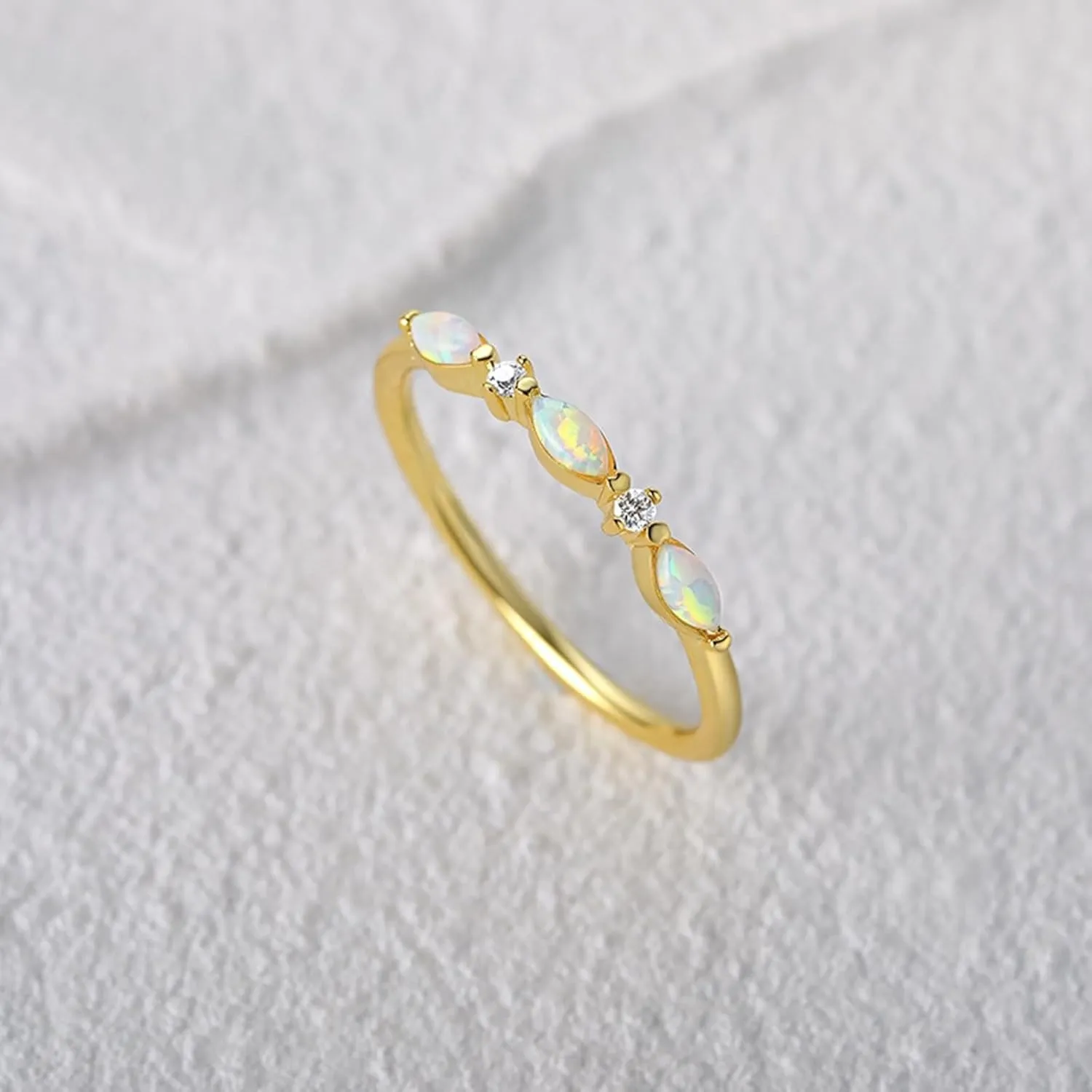 Cubic Zirconia Engagement Ring Set, Sterling Silver Engagement Rings Oval Opal with Zircon