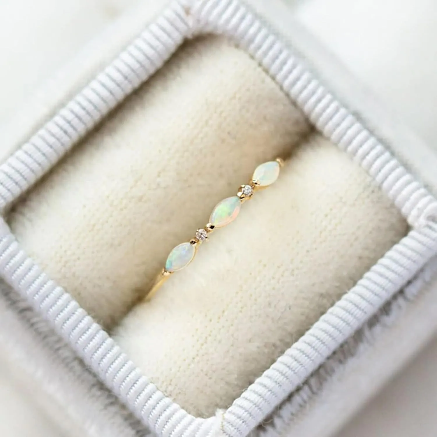 Cubic Zirconia Engagement Ring Set, Sterling Silver Engagement Rings Oval Opal with Zircon