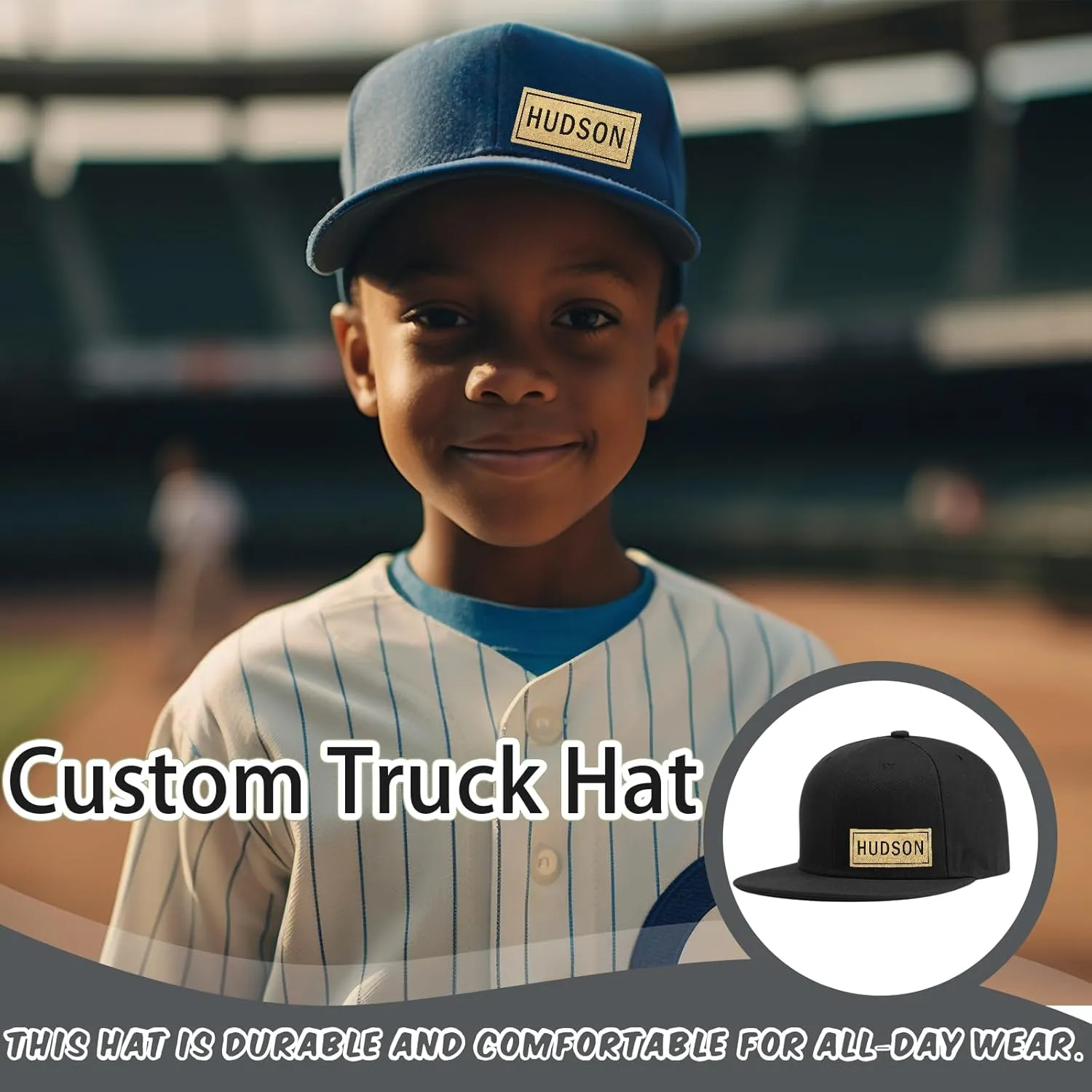 Custom Trucker Hat for Toddler Custom Baseball Caps Sun Hats Adjustable Snapback Cap Gifts for Kids Boy Girls Adults
