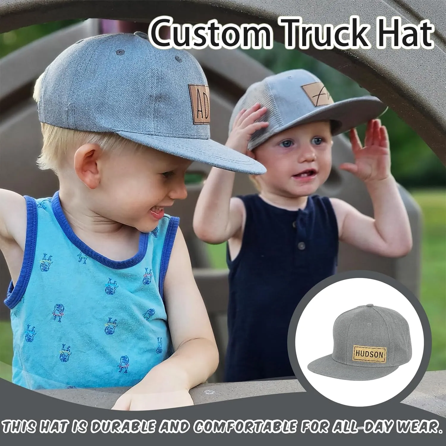Custom Trucker Hat for Toddler Custom Baseball Caps Sun Hats Adjustable Snapback Cap Gifts for Kids Boy Girls Adults