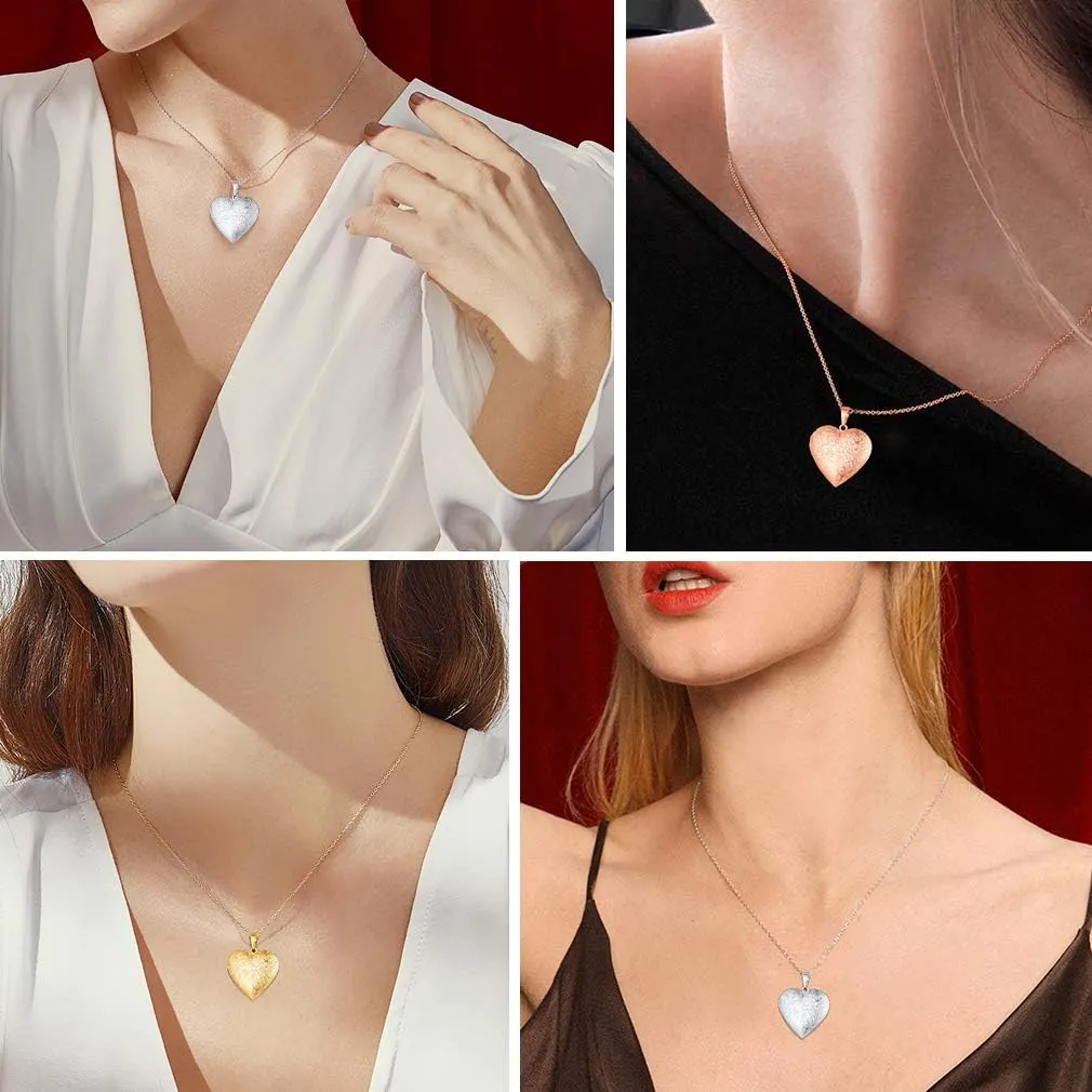 Custom4U Personalized Heart Locket Necklace with Pictures,Sunflower/Angel Wings/Heart Shaped Lockets Custom Photo,Gold/Rose Gold/White Lockets That Holds Picture,Customized Memorial Jewelry for Women