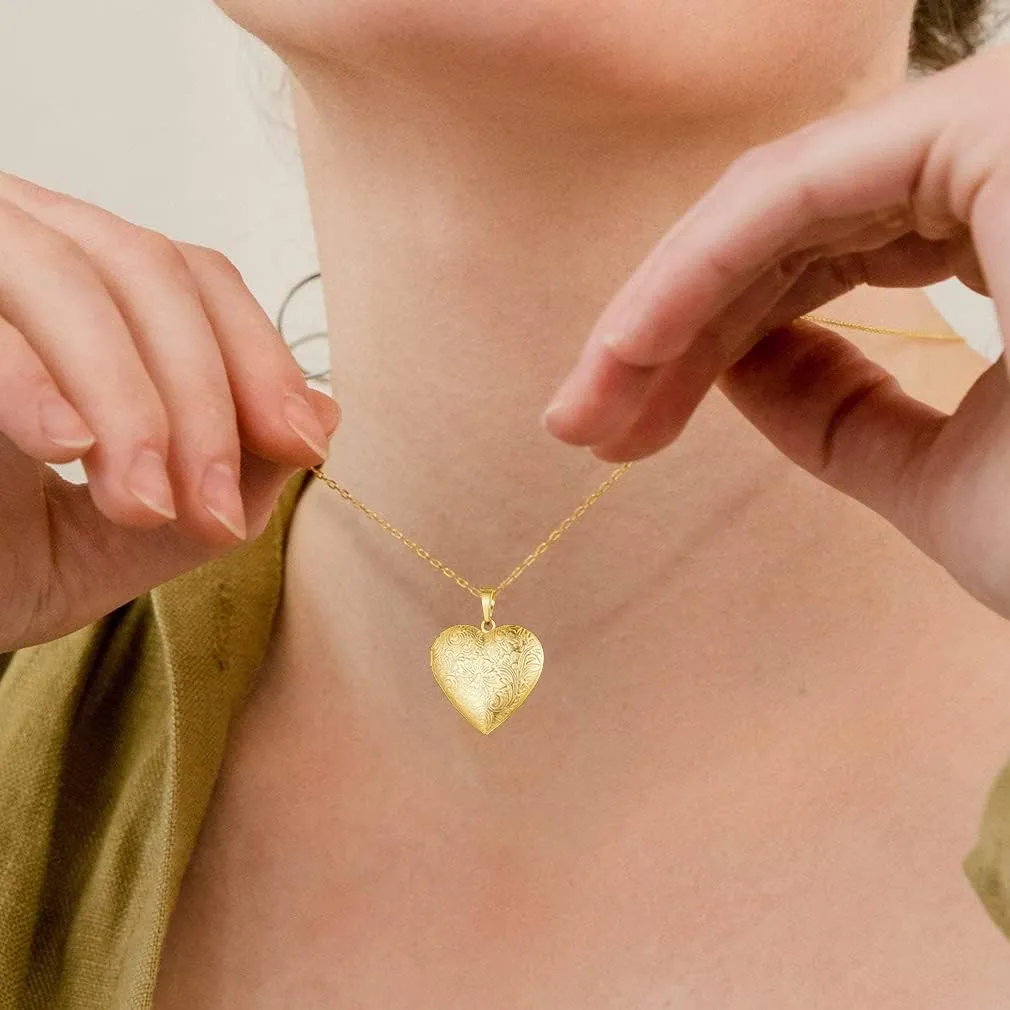 Custom4U Personalized Heart Locket Necklace with Pictures,Sunflower/Angel Wings/Heart Shaped Lockets Custom Photo,Gold/Rose Gold/White Lockets That Holds Picture,Customized Memorial Jewelry for Women