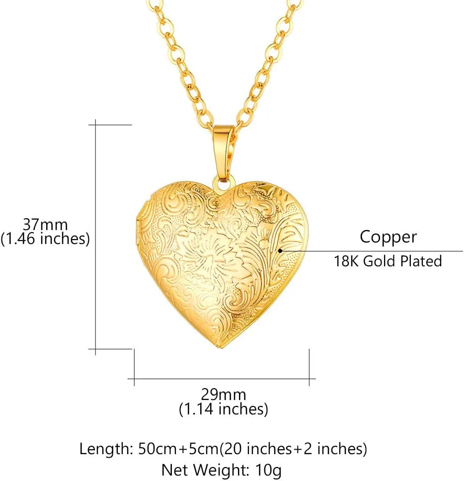 Custom4U Personalized Heart Locket Necklace with Pictures,Sunflower/Angel Wings/Heart Shaped Lockets Custom Photo,Gold/Rose Gold/White Lockets That Holds Picture,Customized Memorial Jewelry for Women