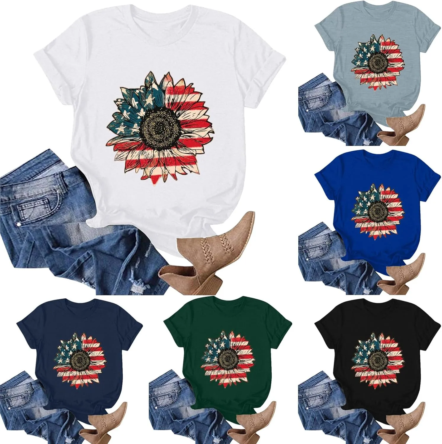 Cute Shirts for Girls 10-18 Years Old Sunflower T Shirt Cute Flower Graphic Loose Tees Crew Neck Short Sleeve Casual Tops