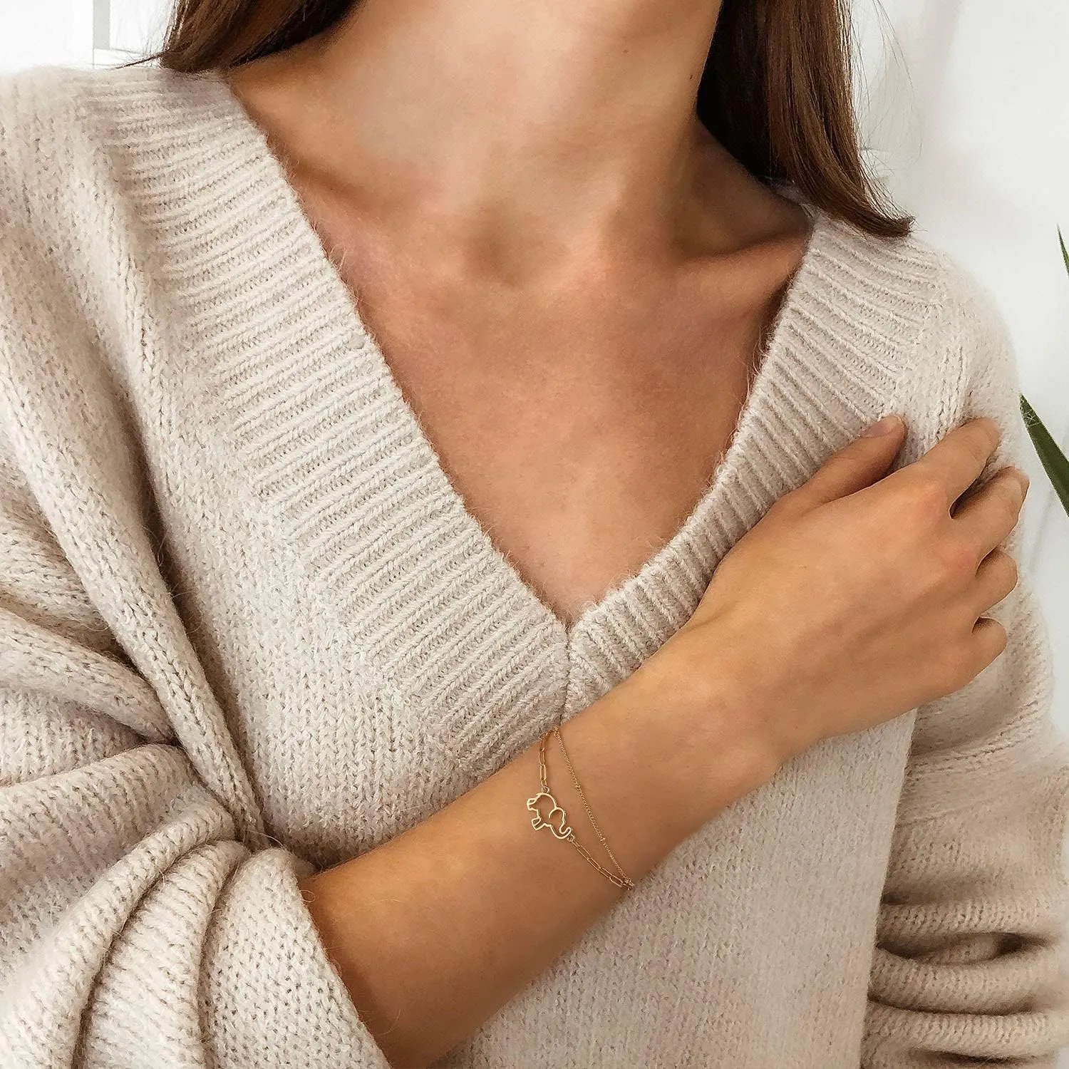 Dainty Gold Bracelets for Women, 14K Gold Plated Adjustable Layered Bracelet Cute Evil Eye Oval Chain Pearl Bar Turtle Gold Bracelets for Women Jewelry