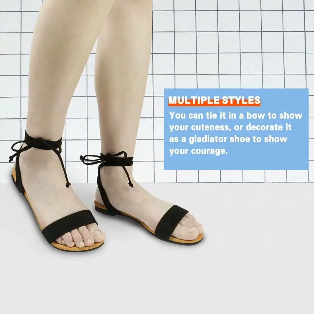 DAYDAYGO Sandals for Women - Womens Comfortable Open Toe Ankle Wrap Lace Up Flat Sandals - Womens Sandal Ankle Tie Up Shoes