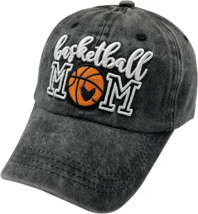 Distressed Basketball Mom Baseball Cap for Women, Adjustable Washed Dad Hat for Mama