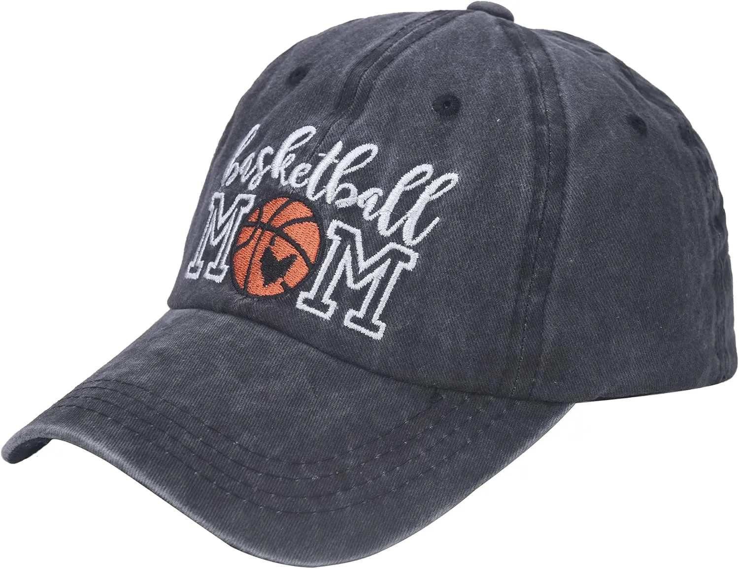 Distressed Basketball Mom Baseball Cap for Women, Adjustable Washed Dad Hat for Mama