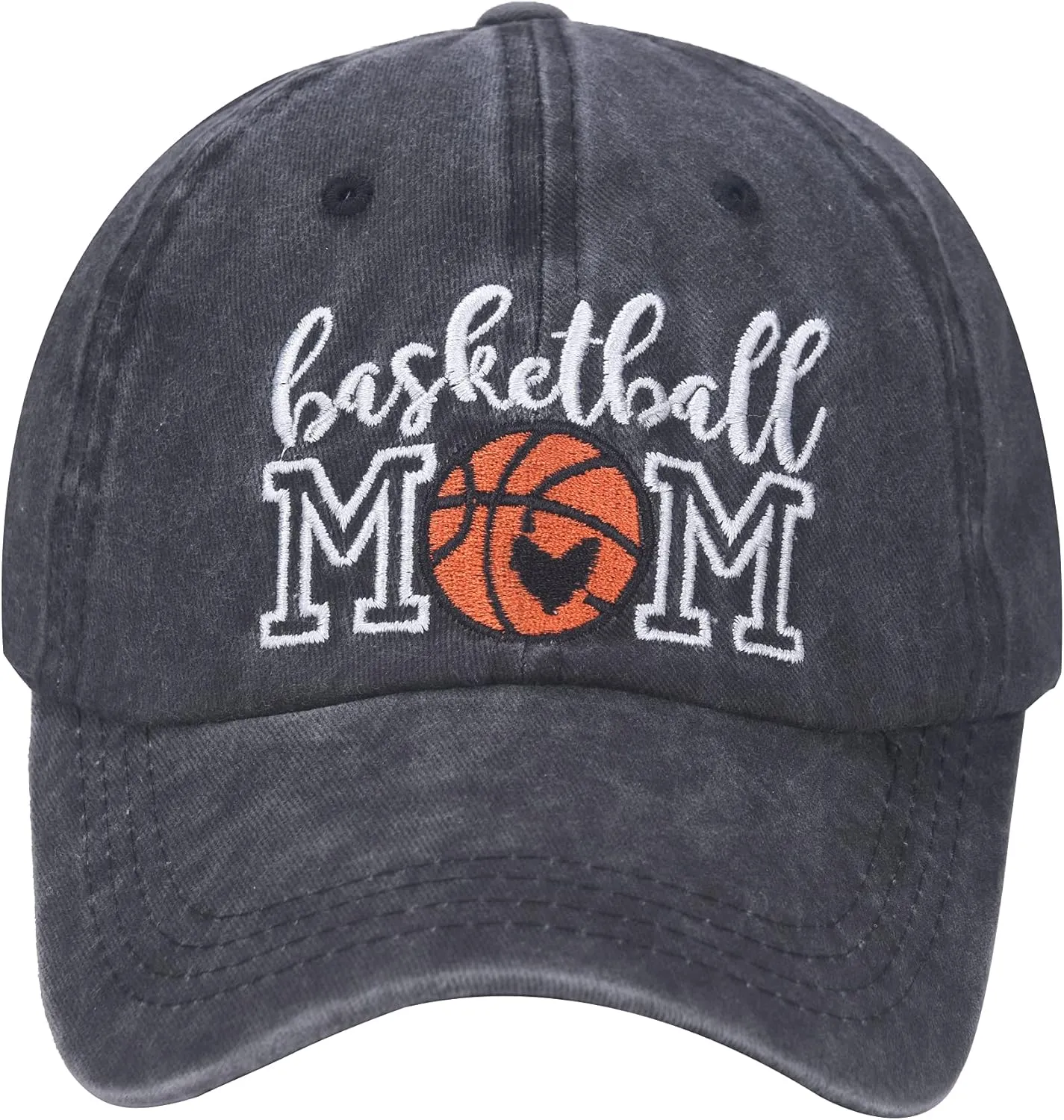 Distressed Basketball Mom Baseball Cap for Women, Adjustable Washed Dad Hat for Mama