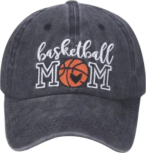 Distressed Basketball Mom Baseball Cap for Women, Adjustable Washed Dad Hat for Mama