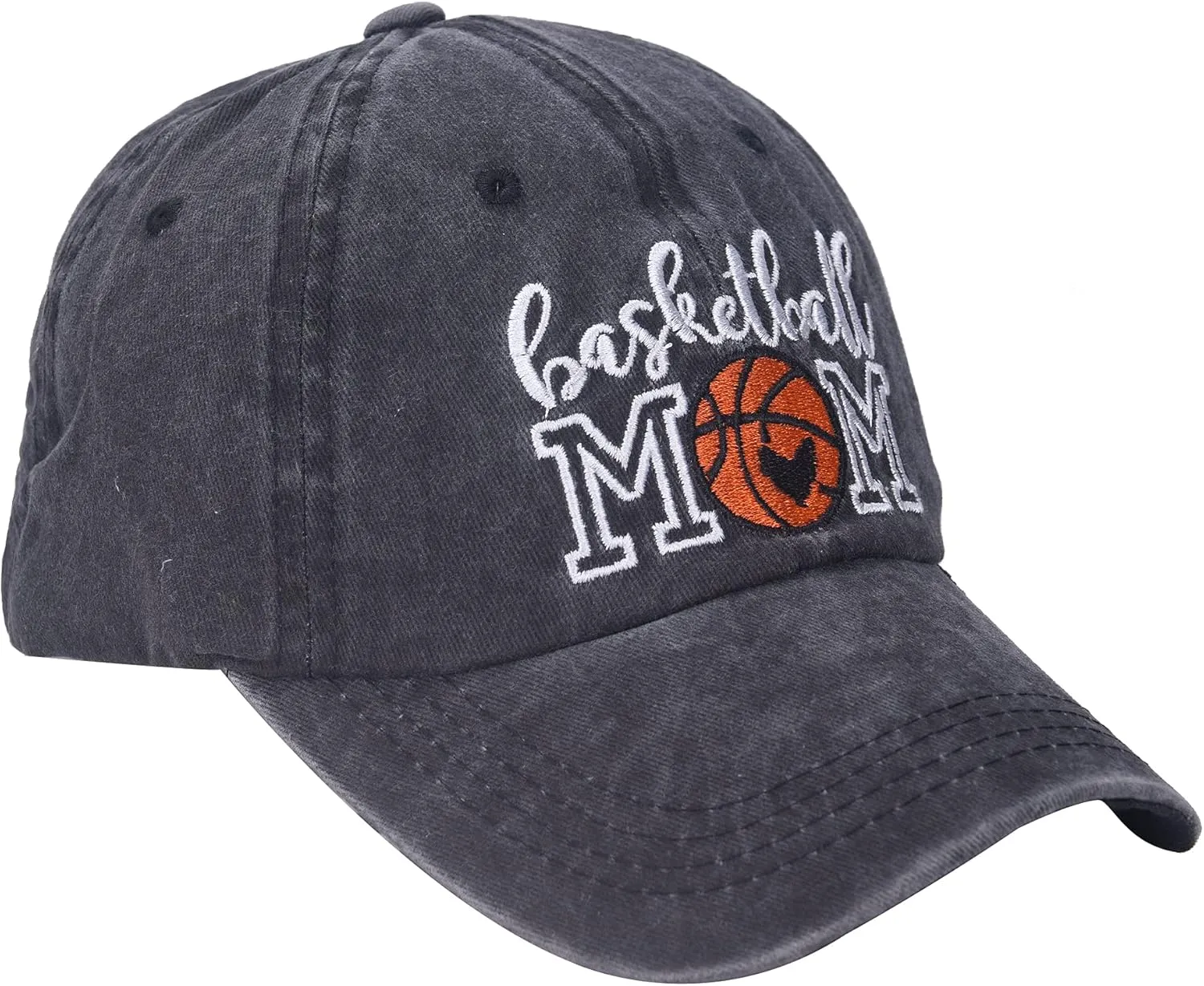 Distressed Basketball Mom Baseball Cap for Women, Adjustable Washed Dad Hat for Mama