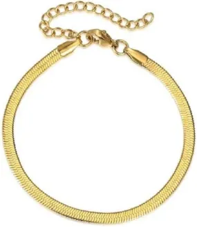 Dreamtimes Snake Chain Bracelet for Women Men Dainty Simple Bracelet Gold Snake Chain Bracelet Herringbone Chain Bracelet Snake Chain Dainty Simple Stackable Bracelet
