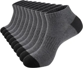 eallco 10 Pairs Mens Ankle Socks Low Cut Socks for Men Athletic Socks Breathable Cushioned