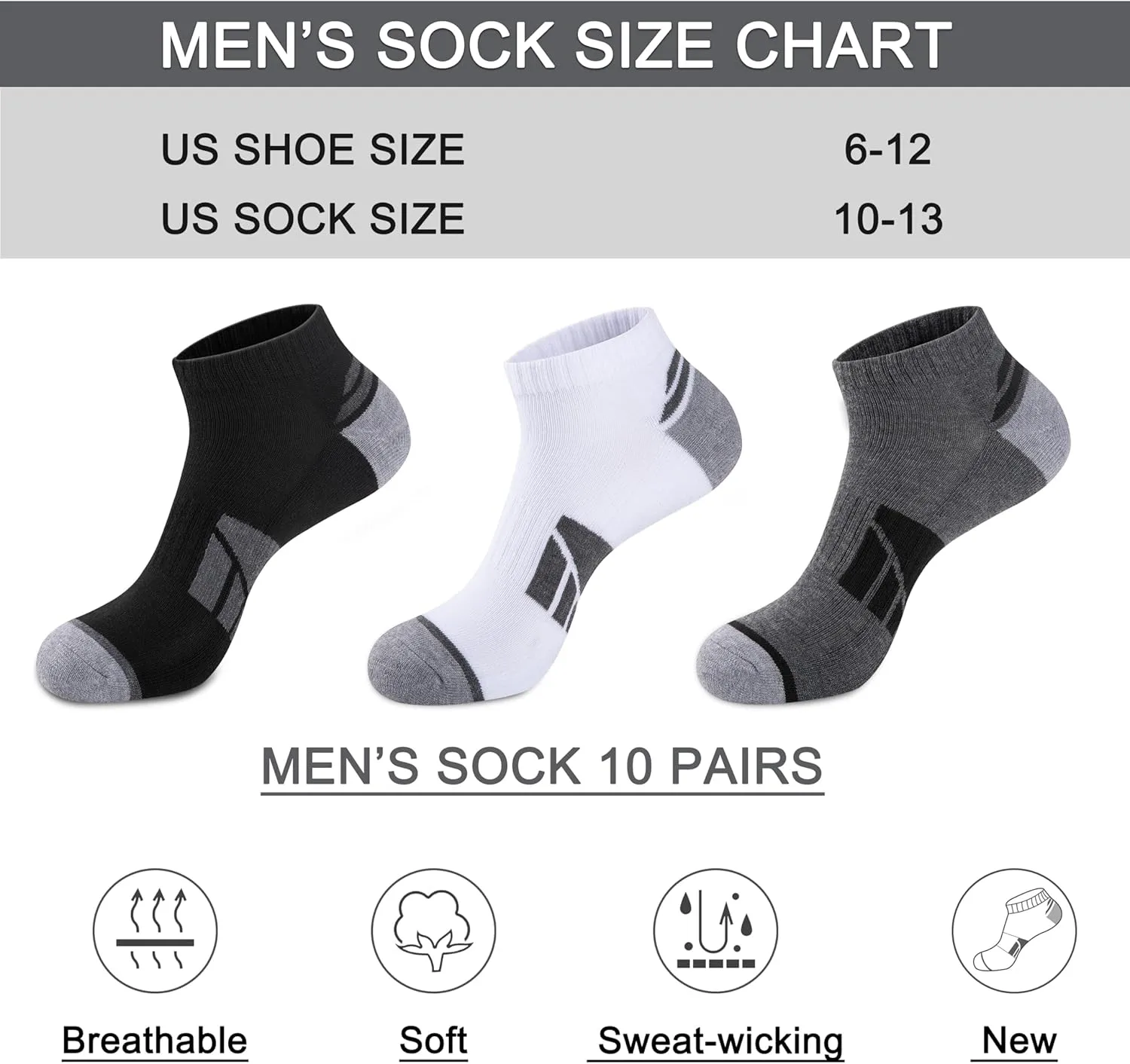eallco 8 Pairs Mens Ankle Socks Low Cut Socks for Men Size 10-13