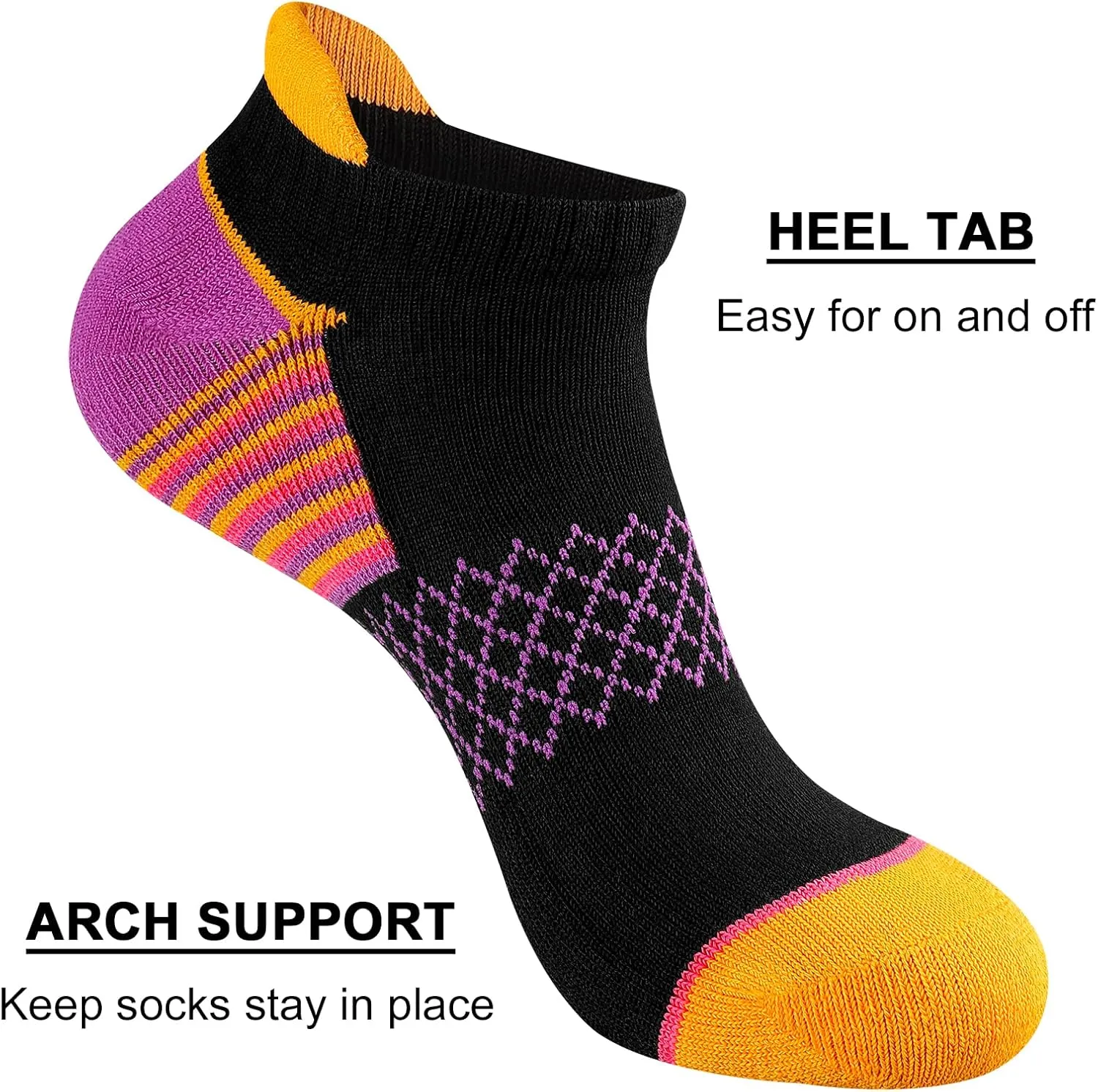 eallco Womens Ankle Socks Athletic Running Socks Sport Cushioned Socks With Tab 6 Pairs