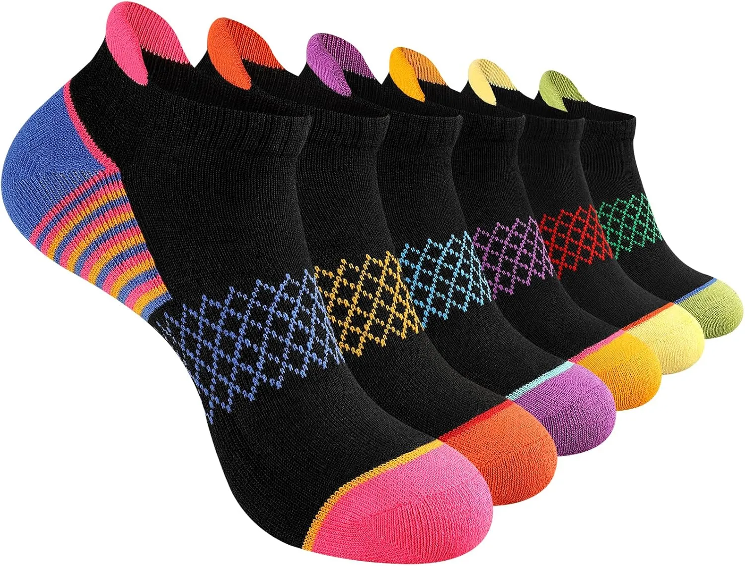 eallco Womens Ankle Socks Athletic Running Socks Sport Cushioned Socks With Tab 6 Pairs