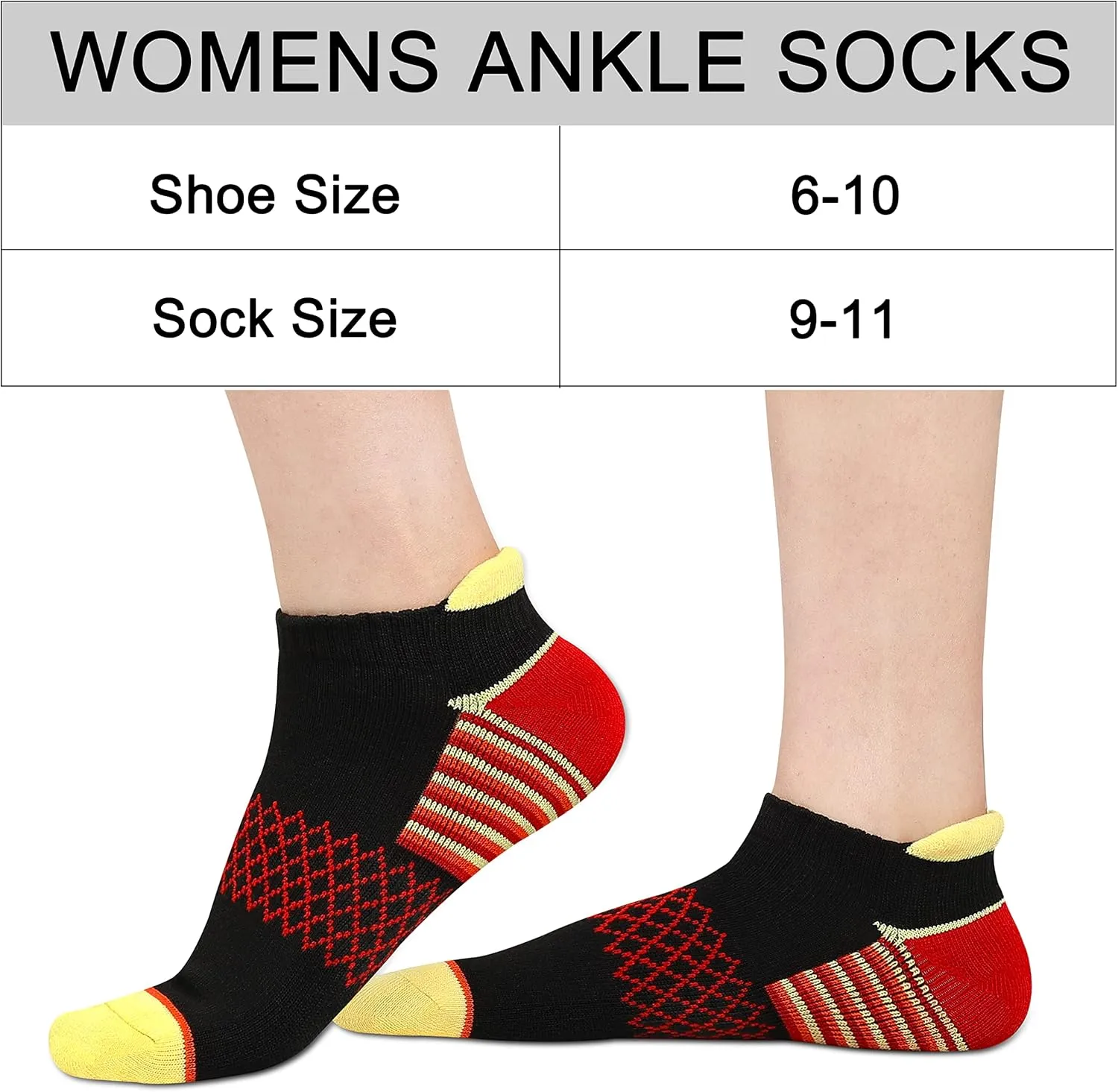 eallco Womens Ankle Socks Athletic Running Socks Sport Cushioned Socks With Tab 6 Pairs