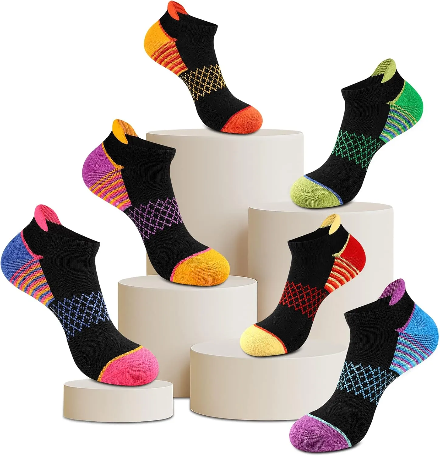 eallco Womens Ankle Socks Athletic Running Socks Sport Cushioned Socks With Tab 6 Pairs