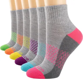 eallco Womens Athletic Ankle Socks Quarter Cushioned Running Socks Hiking Sport Socks 6 Pairs