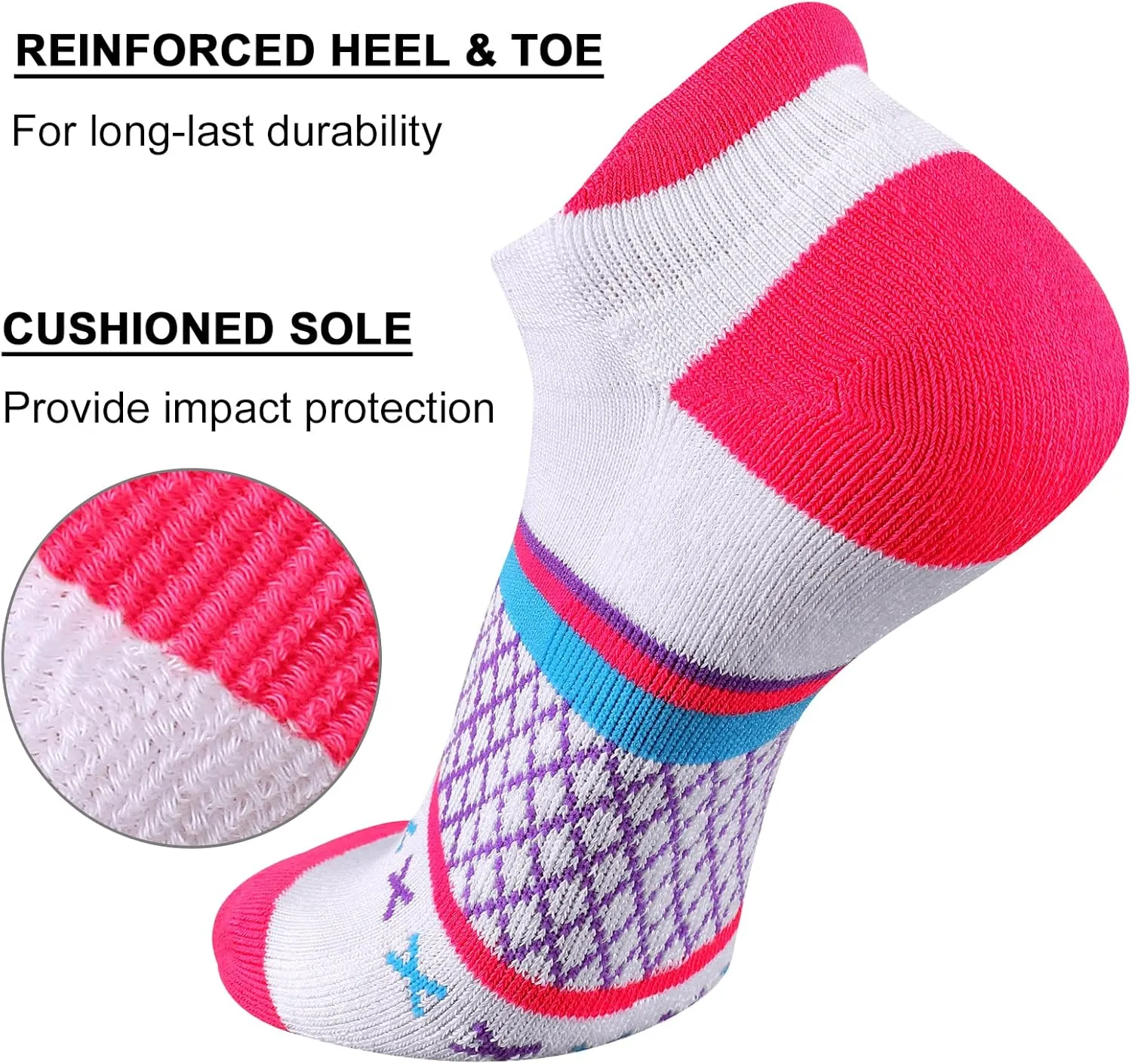 Eallco Womens Socks Ankle Athletic Socks Short Running Socks With Cushioned Sole 6 Pairs