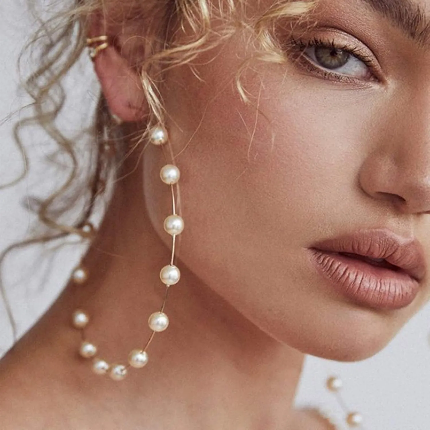 Earring Hoop Stud Drop & Dangle, Fashion Women Faux Pearl Beaded Charm Big Hoop Earrings Statement Jewelry Gift for Women Teen Girls Birthday Christmas Friends Gift