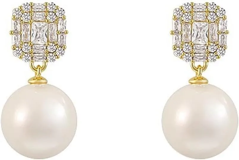 Earrings Set with Zirconia and Pearls