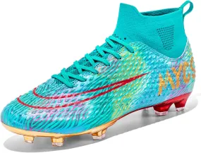 Eliogn Big Kids Soccer Shoes Mens Soccer Cleats Professional Training Turf High-top Football Shoes Outdoor Comfortable Training Football Shoes