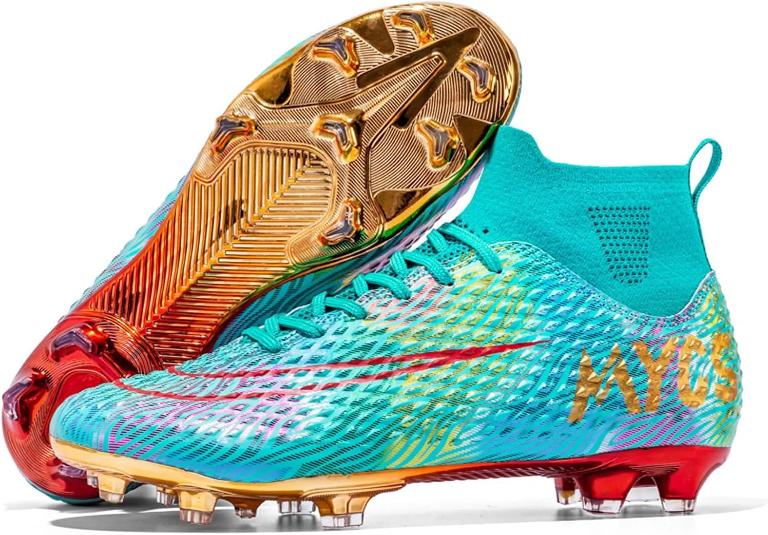 Eliogn Big Kids Soccer Shoes Mens Soccer Cleats Professional Training Turf High-top Football Shoes Outdoor Comfortable Training Football Shoes