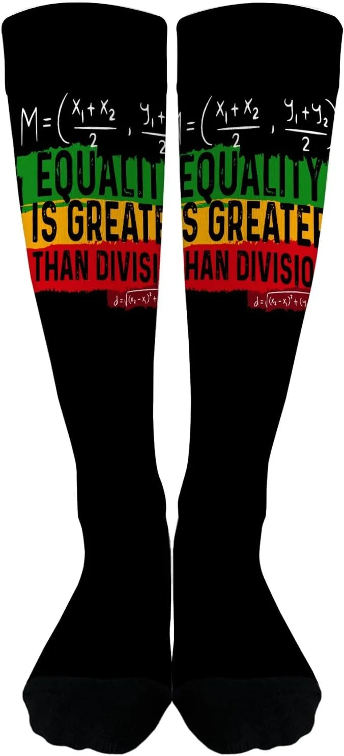 Equalitys Is Greater Thans Division Math Womens Athletic Socks Knee Sock