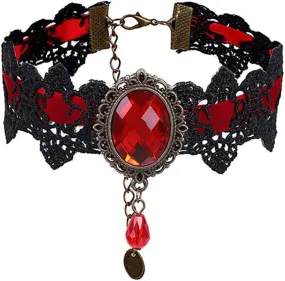 ETERNITY J. Retro Handmade Craft Lace Royal Court Vampire Choker Gothic Necklace Bracelet Black Pendant Chain