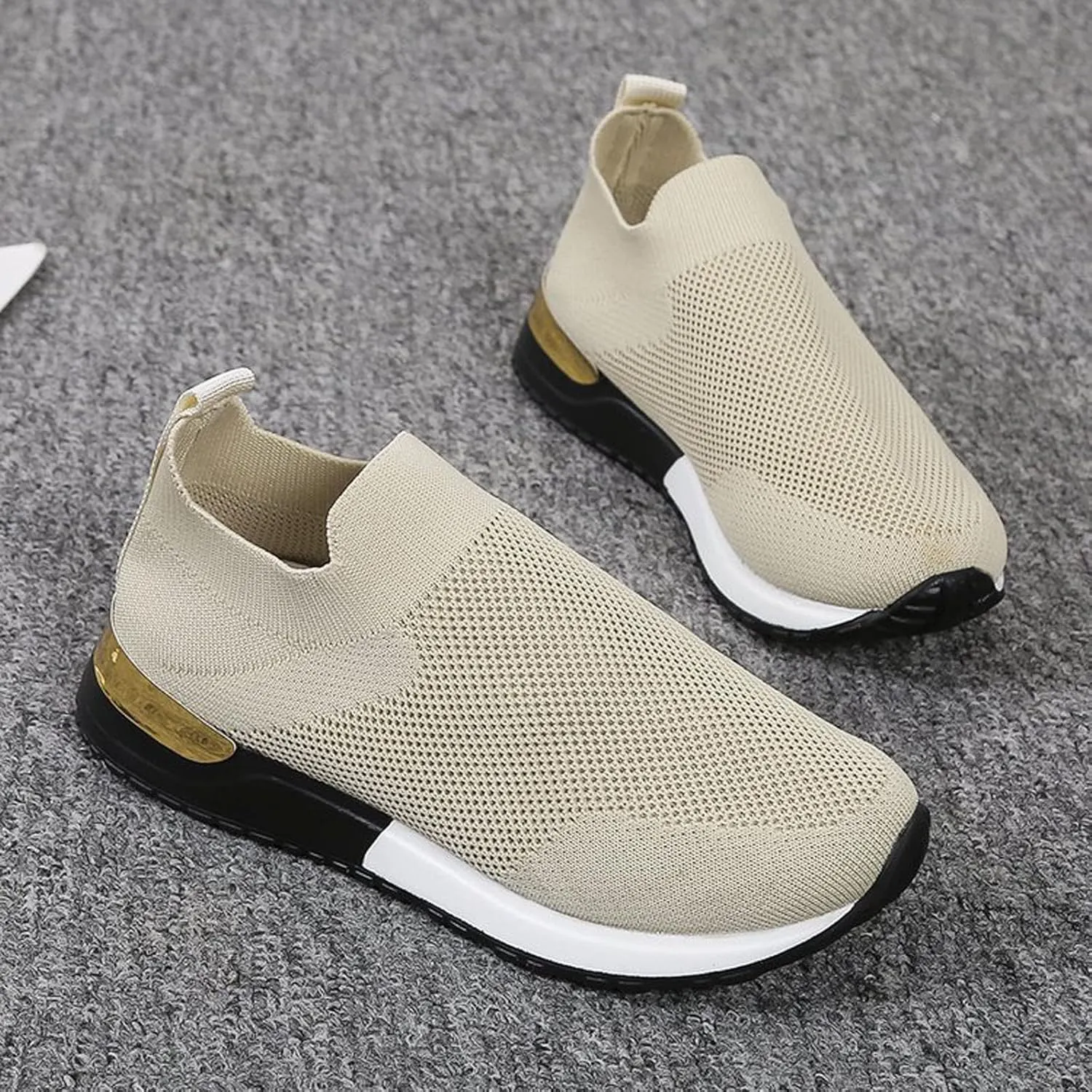 Fashion Summer Women Flat Lightweight Mesh Breathable Elastic Womens Comfortable Shoes Womens Athletic Shoes