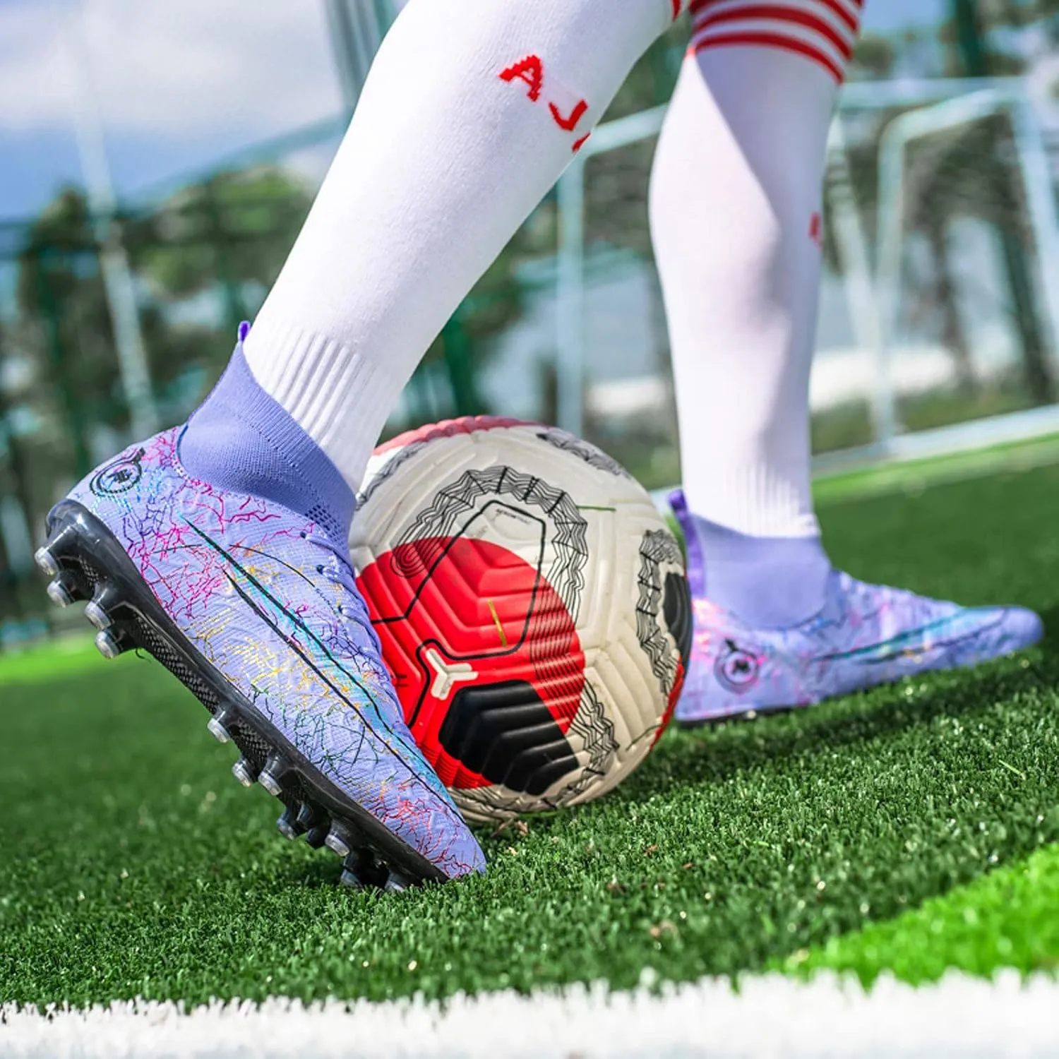 FLIOZY Mens High-Top Soccer Boots Big Kids Professional Training Shoes Athletic Soccer Shoes Turf Shoes Outdoor Football Shoes Sneaker