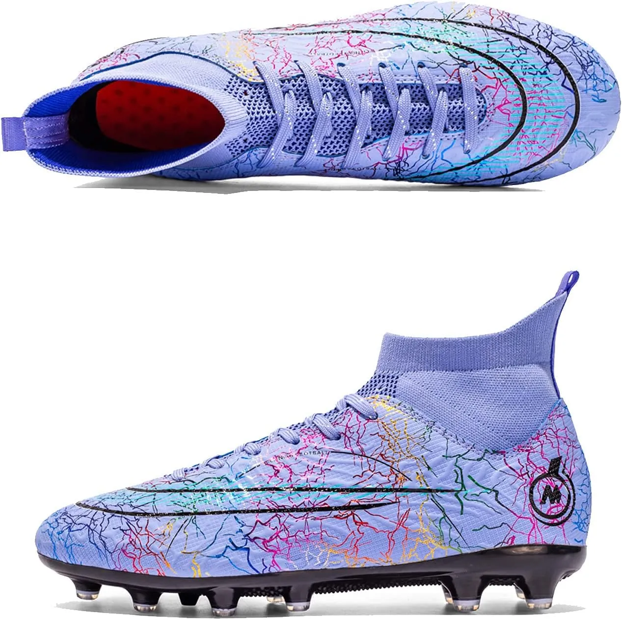FLIOZY Mens High-Top Soccer Boots Big Kids Professional Training Shoes Athletic Soccer Shoes Turf Shoes Outdoor Football Shoes Sneaker