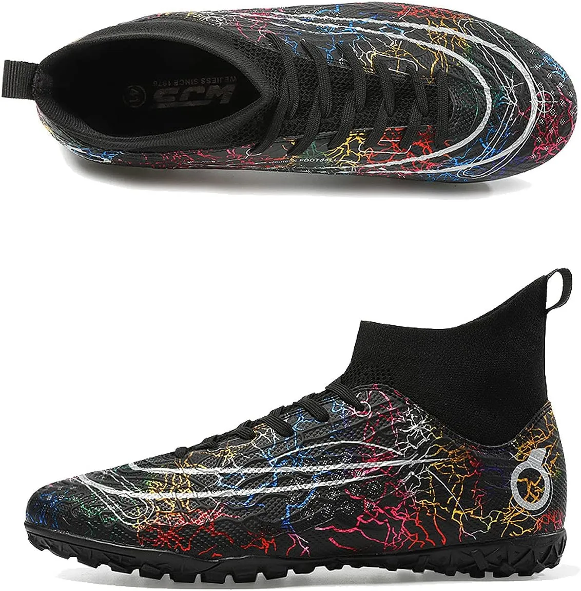 FLIOZY Mens High-Top Soccer Boots Big Kids Professional Training Shoes Athletic Soccer Shoes Turf Shoes Outdoor Football Shoes Sneaker