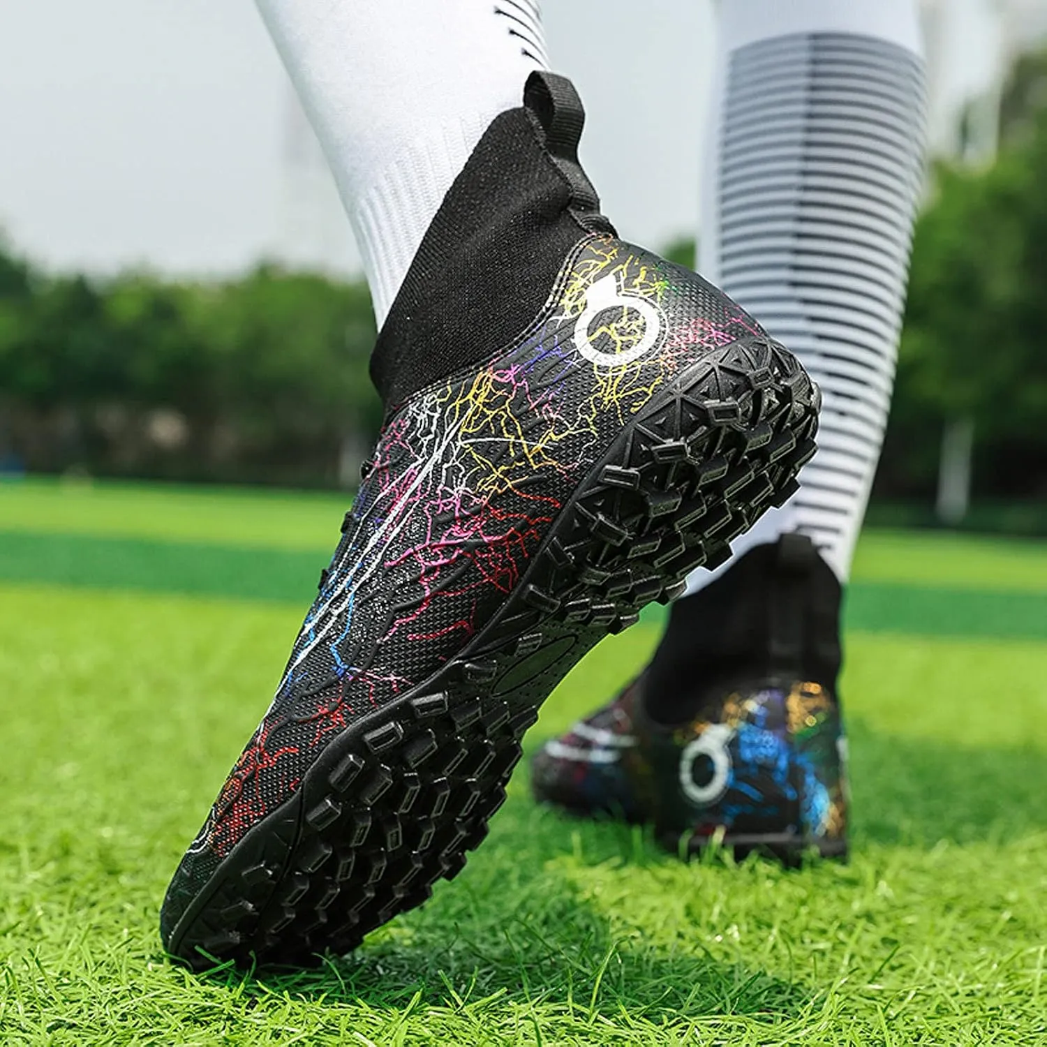 FLIOZY Mens High-Top Soccer Boots Big Kids Professional Training Shoes Athletic Soccer Shoes Turf Shoes Outdoor Football Shoes Sneaker