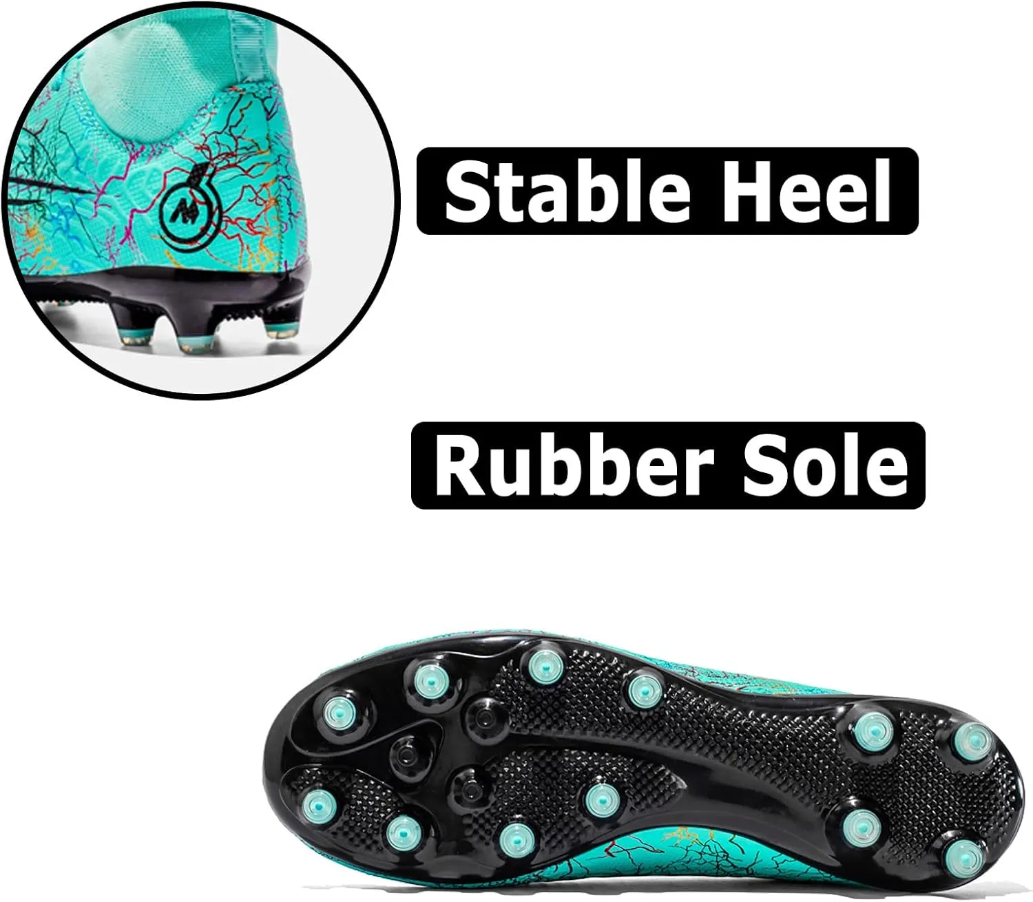 FLIOZY Mens High-Top Soccer Boots Big Kids Professional Training Shoes Athletic Soccer Shoes Turf Shoes Outdoor Football Shoes Sneaker
