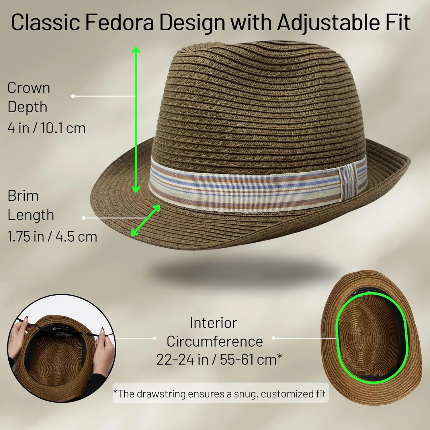 Funky Junque Straw Fedora Hat Beach Summer Short Brim Packable Sun Trilby Unisex UPF 50 