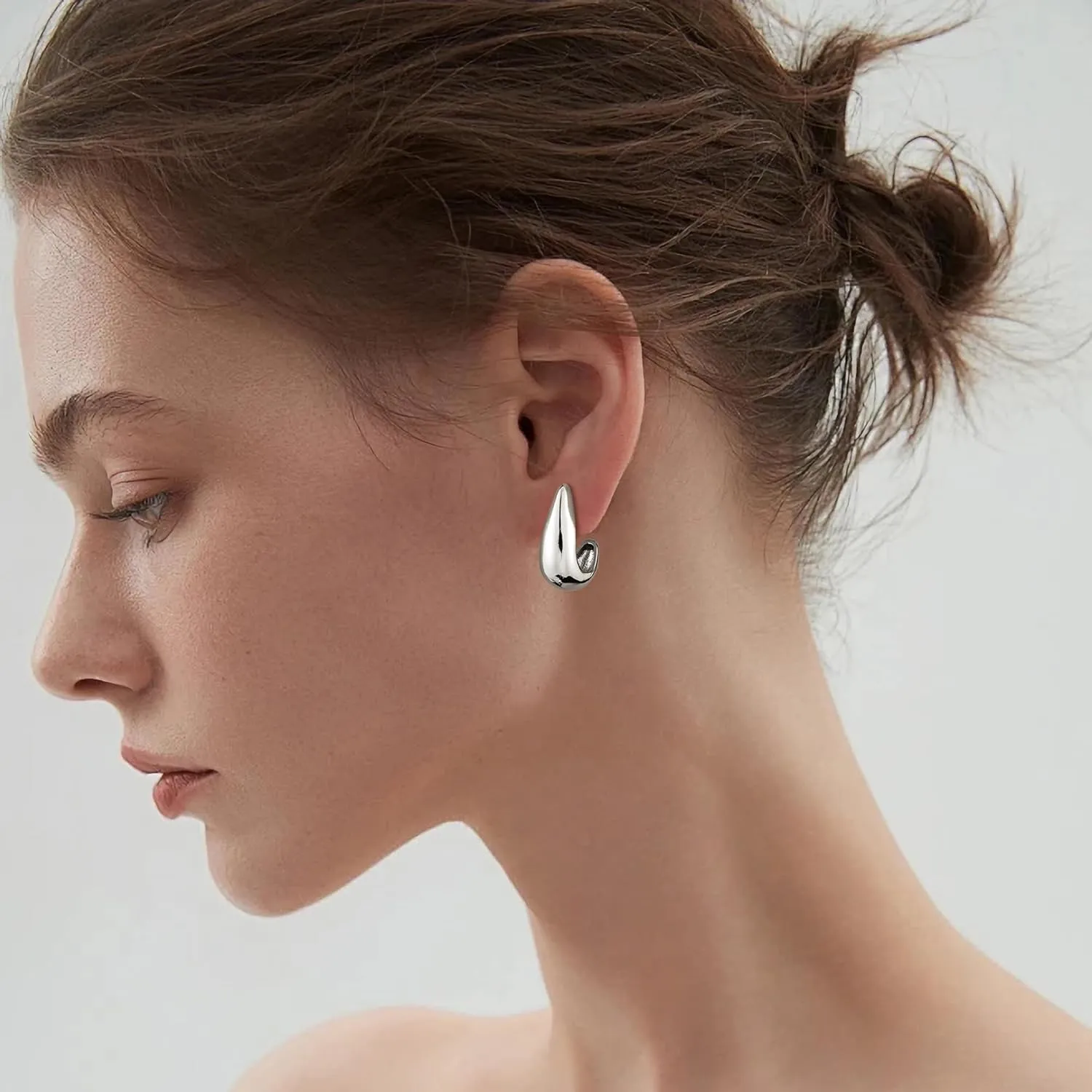 Gacimy Chunky Gold Earrings for Women, Teardrop Earrings with 925 Sterling Silver Post, 14K Gold Statement Drop for Women