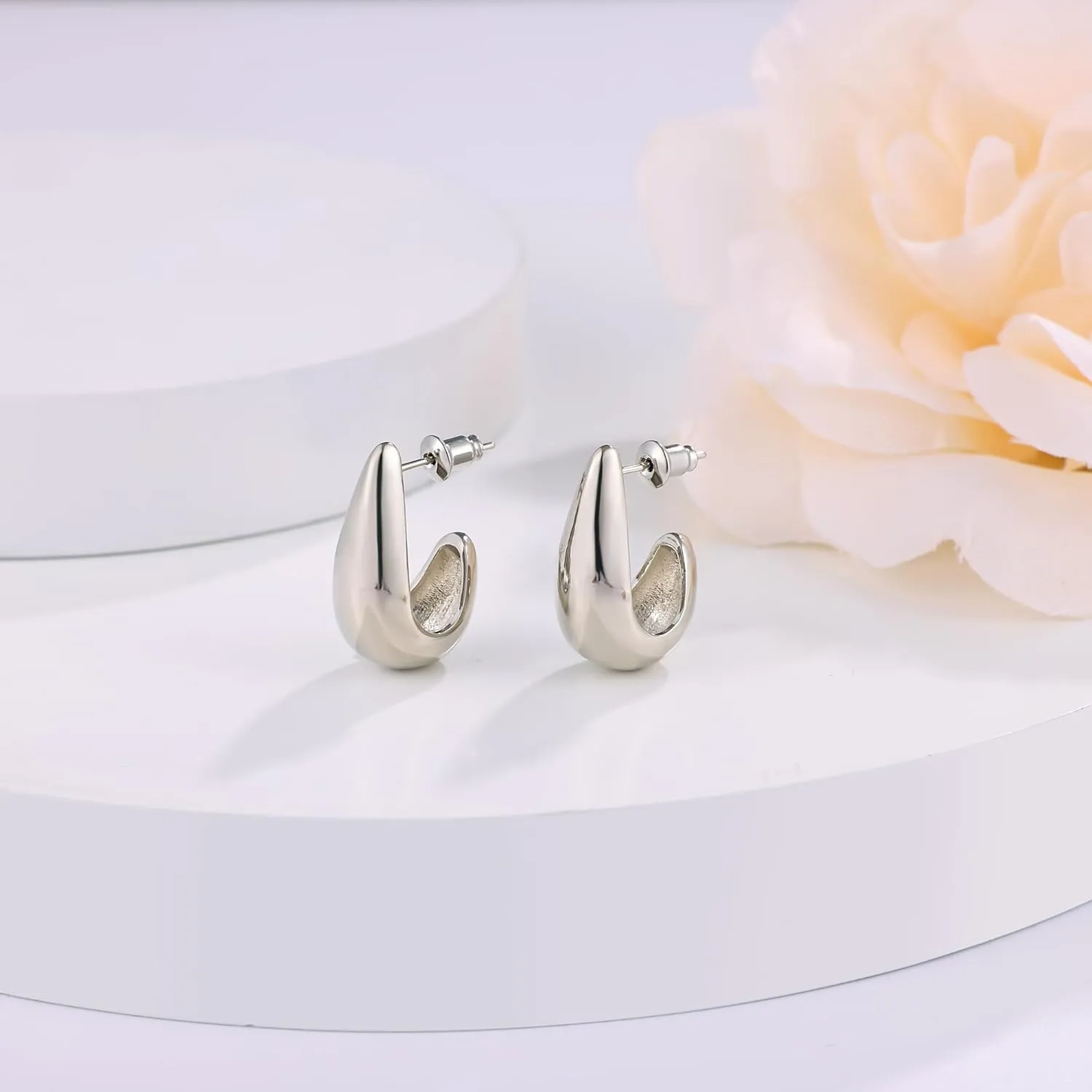 Gacimy Chunky Gold Earrings for Women, Teardrop Earrings with 925 Sterling Silver Post, 14K Gold Statement Drop for Women