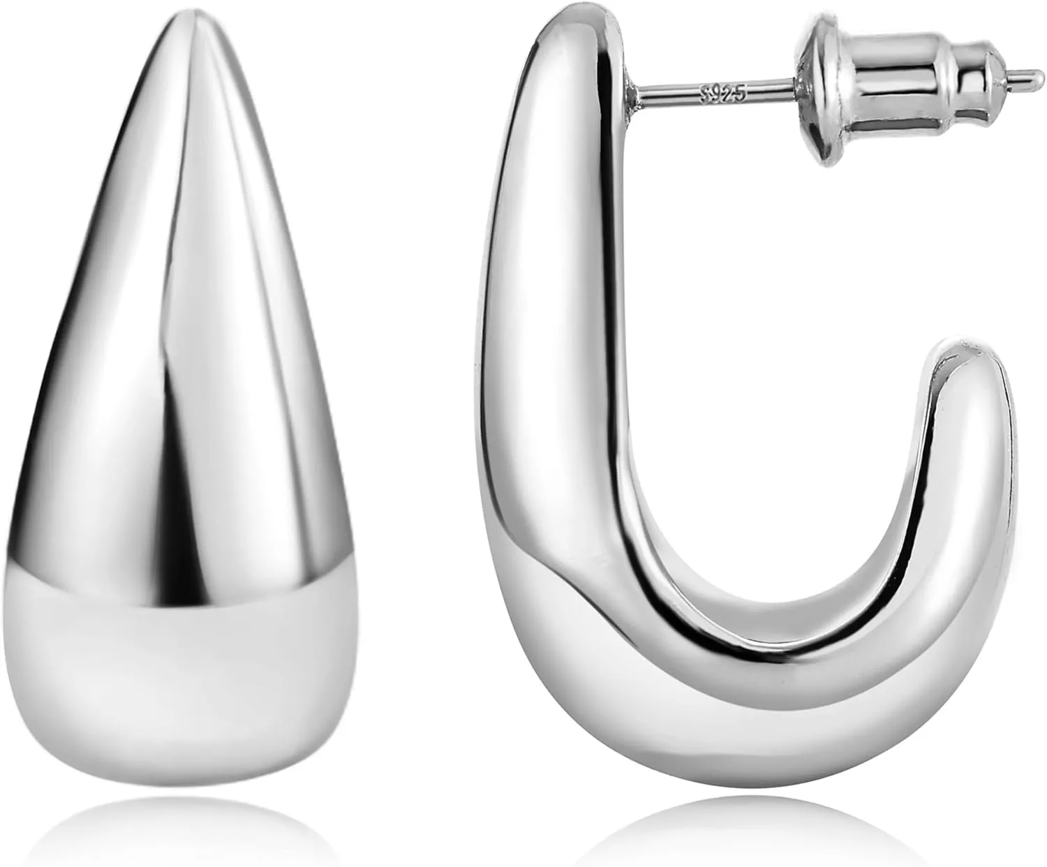 Gacimy Chunky Gold Earrings for Women, Teardrop Earrings with 925 Sterling Silver Post, 14K Gold Statement Drop for Women