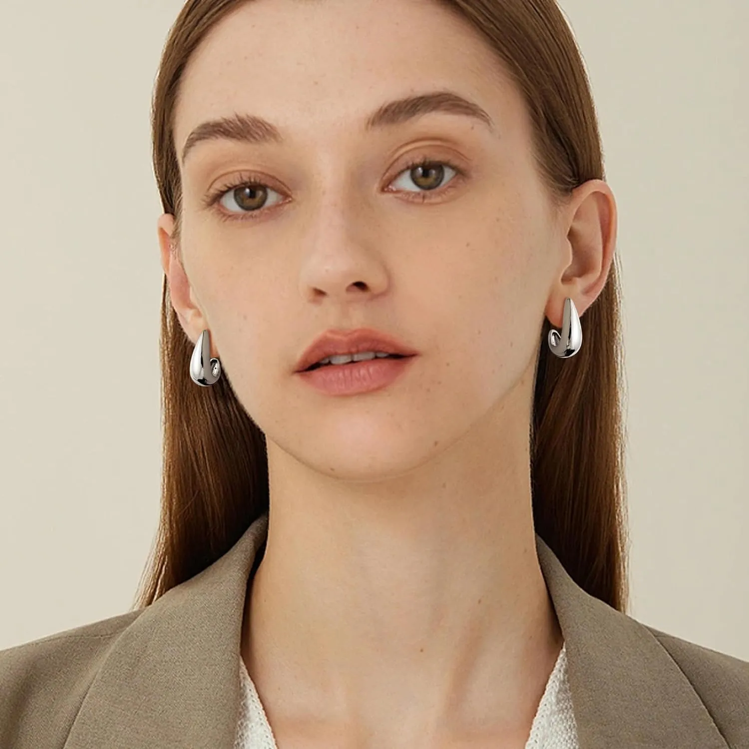 Gacimy Chunky Gold Earrings for Women, Teardrop Earrings with 925 Sterling Silver Post, 14K Gold Statement Drop for Women
