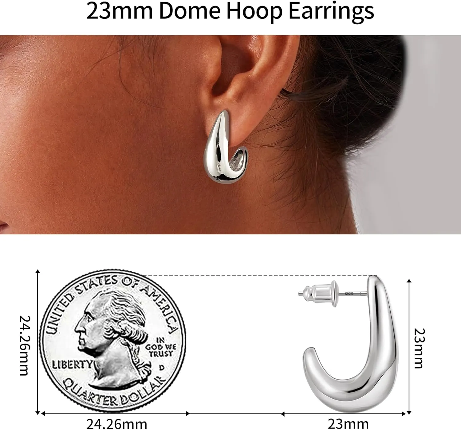 Gacimy Chunky Gold Earrings for Women, Teardrop Earrings with 925 Sterling Silver Post, 14K Gold Statement Drop for Women
