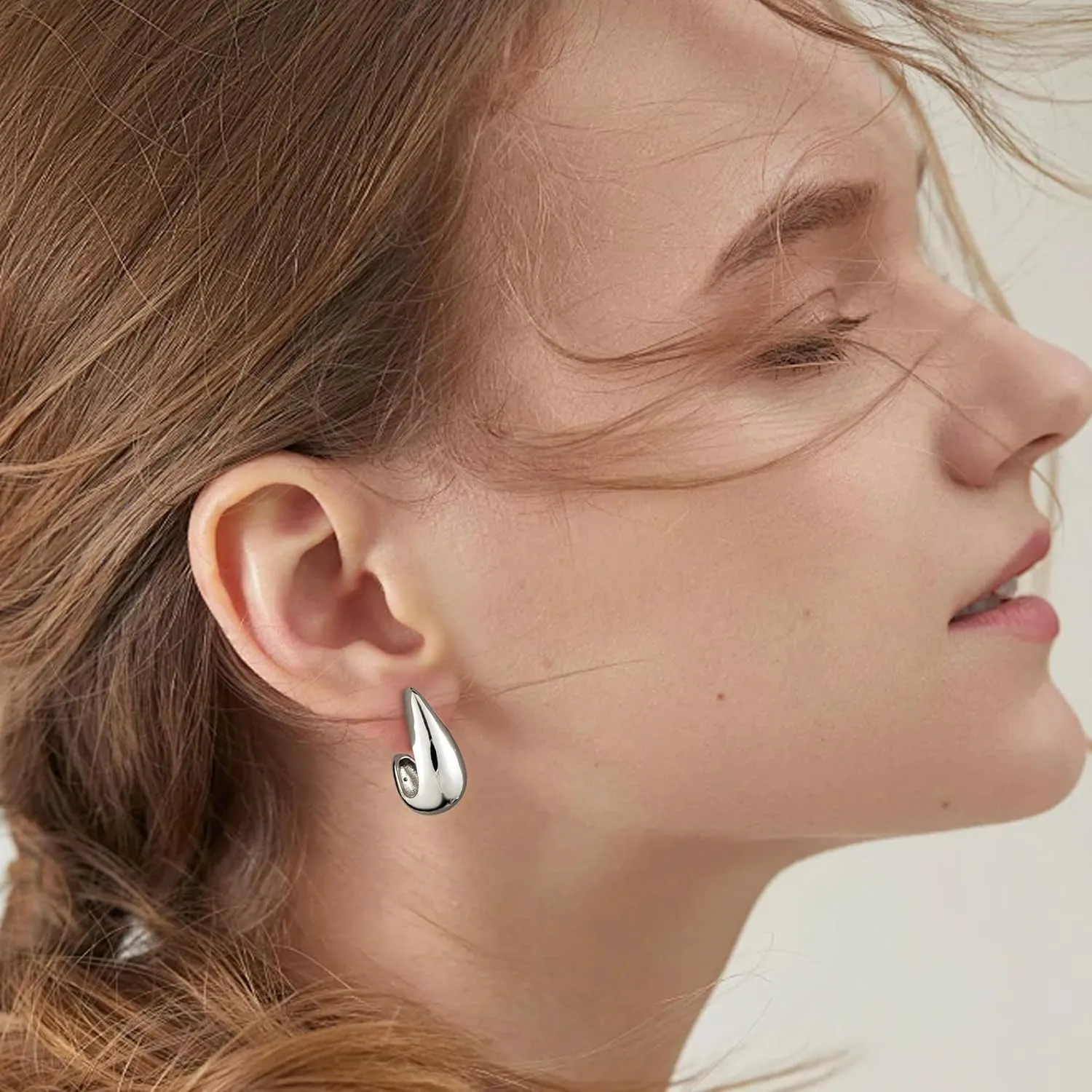 Gacimy Chunky Gold Earrings for Women, Teardrop Earrings with 925 Sterling Silver Post, 14K Gold Statement Drop for Women