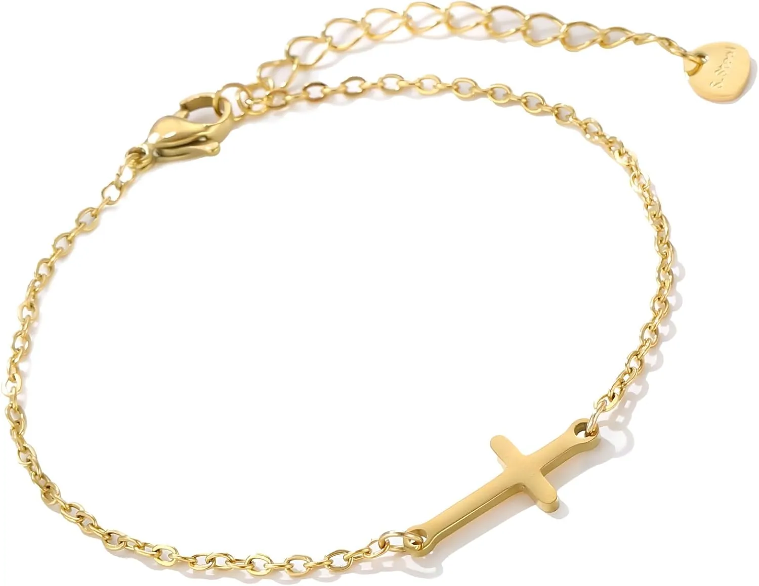 Gold Cross Bracelet for Women, Stylish and Trendy Gold Charm Bracelet with Cross Pendant, Elegant and Delicate Cross Charm Bracelet, Modern Gold Charm Bracelet for Women