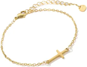 Gold Cross Bracelet for Women, Stylish and Trendy Gold Charm Bracelet with Cross Pendant, Elegant and Delicate Cross Charm Bracelet, Modern Gold Charm Bracelet for Women