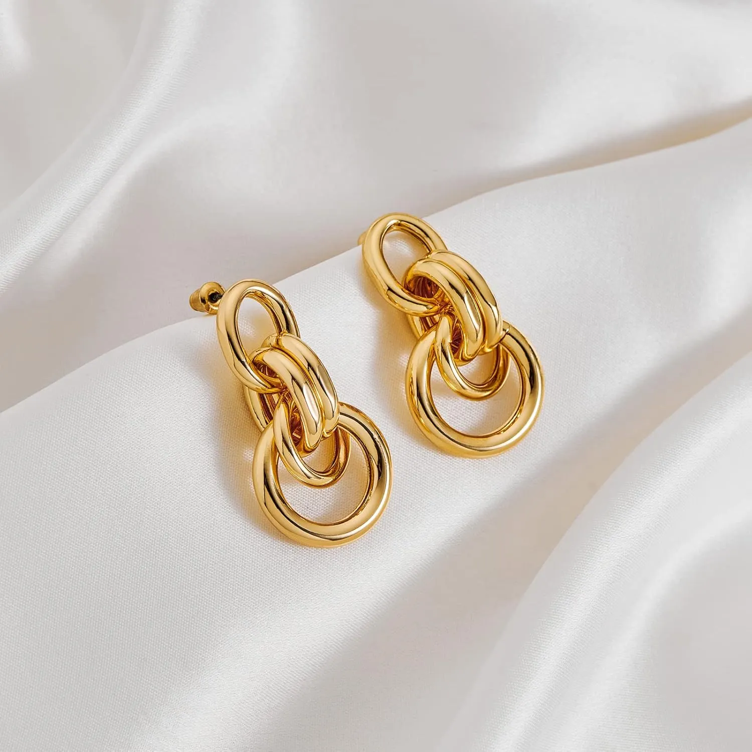 Gold Geometric Drop Dangle Earrings for Women Long Link Dangle Earrings Jewelry